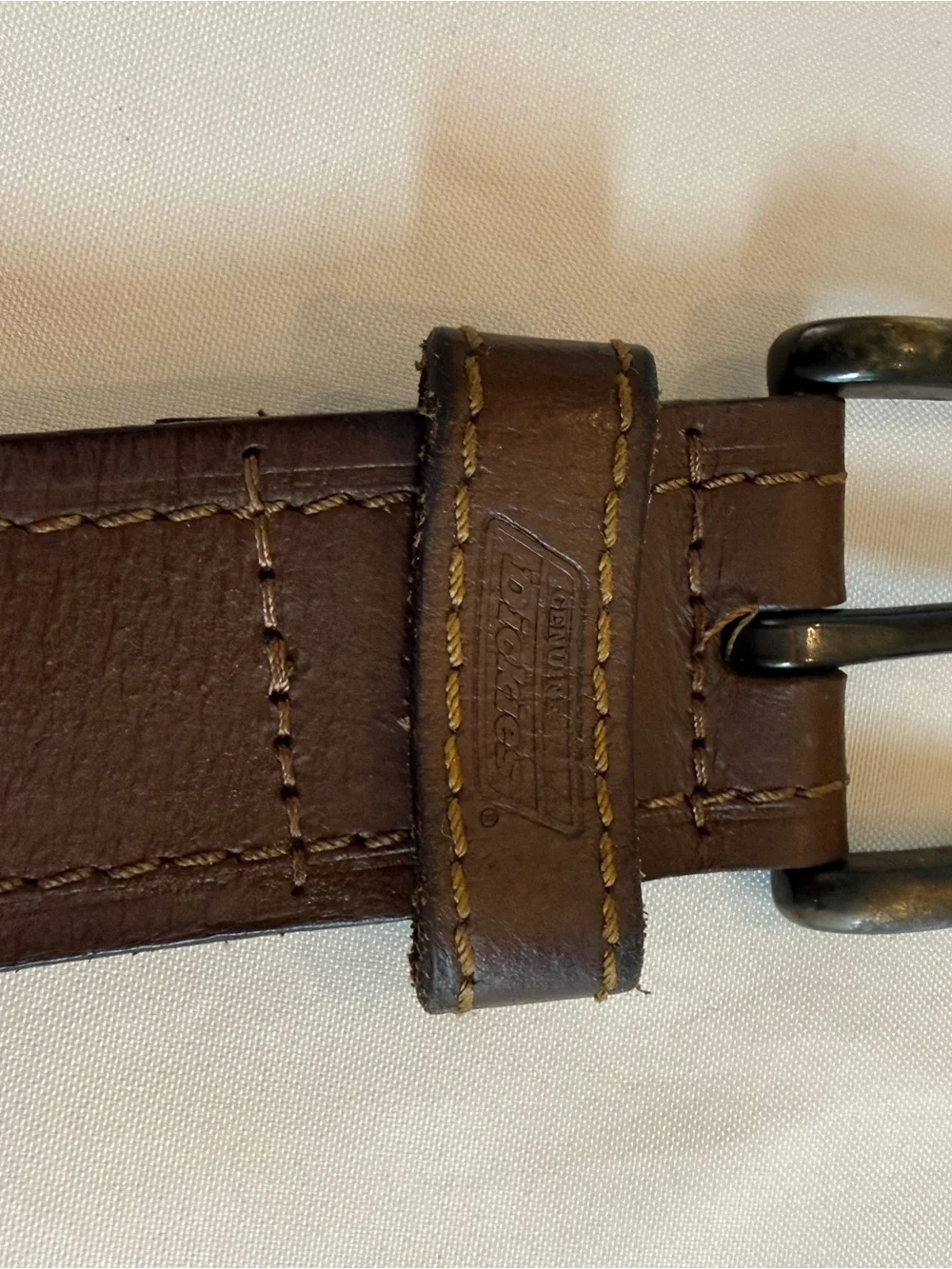 Dickies Dark Brown Leather Belt with Branded Keeper Sz 40”